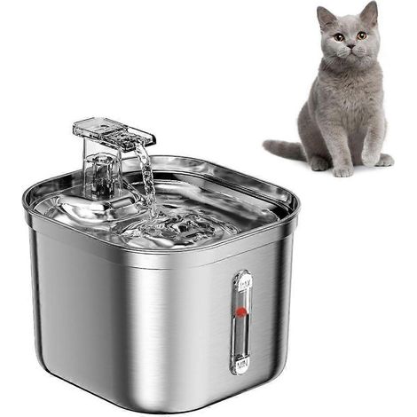 Fontaine à eau pour chats et chiens (2,2 L), silencieuse, avec distributeur d'eau réglable pour gamelle. (1/4)