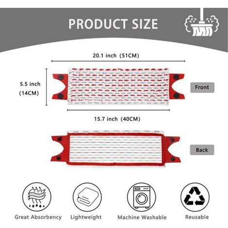 Lot de 3 serpillères de rechange pour XL, 51 x 14 cm, serpillère de rechange pour XL,en microfibre,pour enlever toutes l SERPILLERE (1/5)
