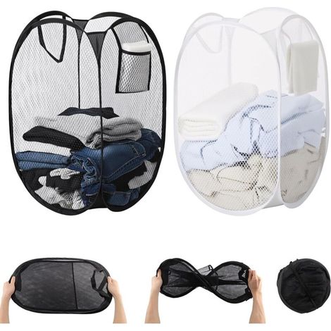 Bardusch-Lot de 2 paniers à linge pop-up respirants avec anse, pliables, adaptés camping et rangement quotidien (1/5)