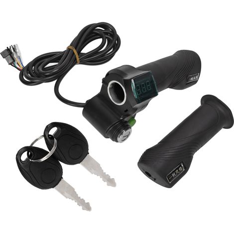 Kit Poignée Accélérateur Vélo Électrique - Affichage Tension Numérique en Temps Réel - Compatible 12 V à 99 V - Pour Batteries Acide/Lithium - 2 Pièces (1/5)