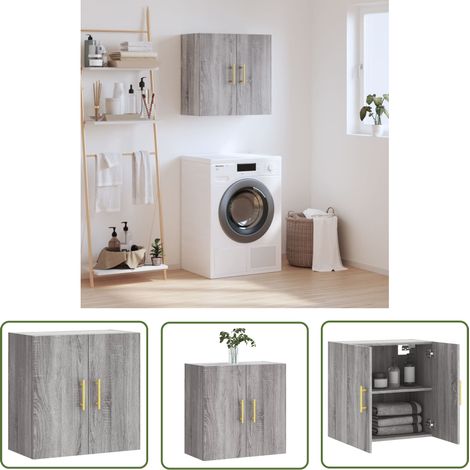 The Living Store Wandschrank Grau Sonoma 60x31x60 cm Holzwerkstoff - Hängeschrank - Wandschrank - Regal - Aufbewahrungsraum - Wohnzimmermöbel (1/5)