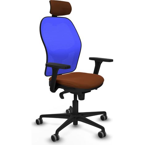 Jorquera sincro malla azul similpiel marrón brazos 3D base nailon cabecero 2D ruedas 65mm engomada (1/5)