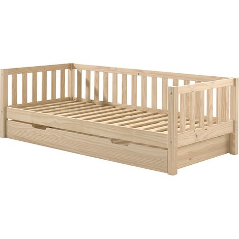 Lit banquette 90x200 sommier et tiroir de lit inclus Vipack Fritz - Bois (1/5)