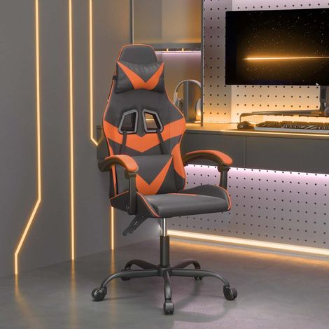 vidaXL Silla gaming cuero sintético negro y naranja (1/5)