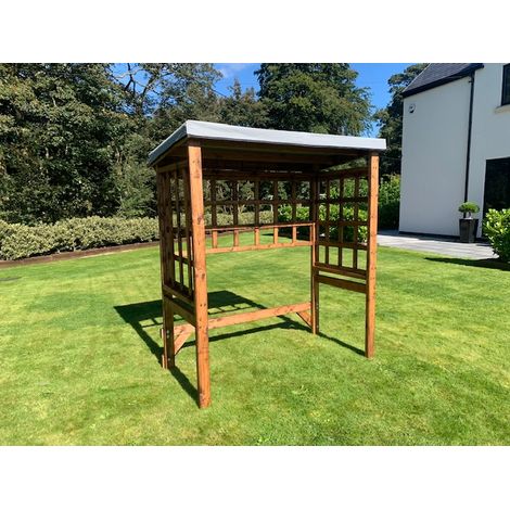 Charles Taylor Wentworth Wooden Arbour Shelter 2 Seater Frame Garden Grey