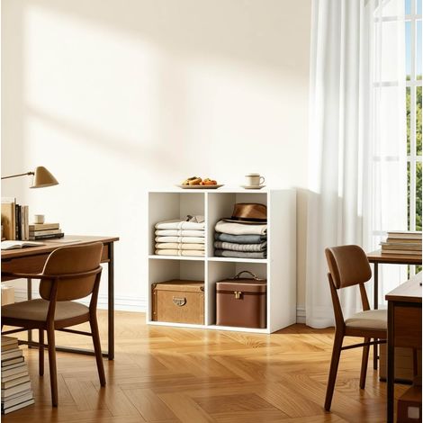 Estantería librería cubo 4 compartimentos blanca OKMYHOME (1/5)