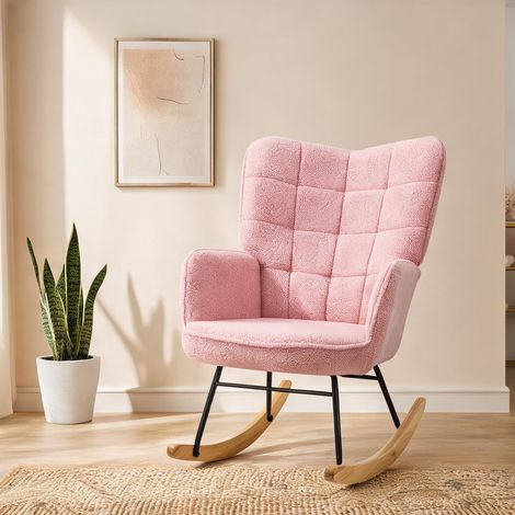 Fauteuil rose en imitation cachemire 71 x 98 x 101 cm (1/5)