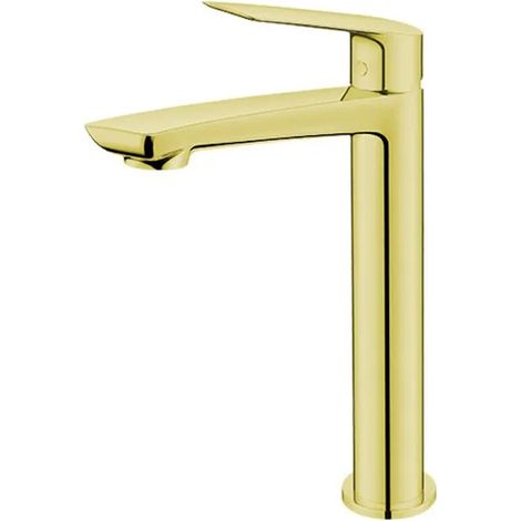Mitigeur lavabo à bec haut sans garniture de vidage (bouchon) Or (1/3)
