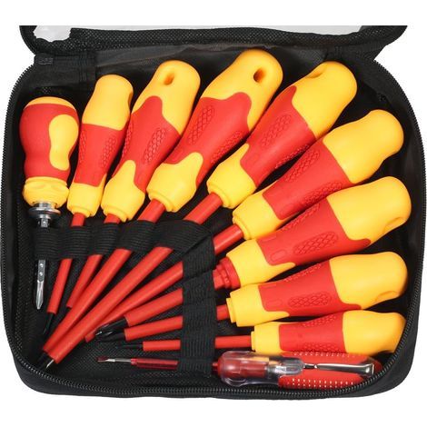 10 Pcs 1000 V Isolé Tournevis Ensemble Avec Magnétique Fendue Et Phillips Bits Soft Grips Électriciens Travail Électrique De Réparation Outils (1/5)