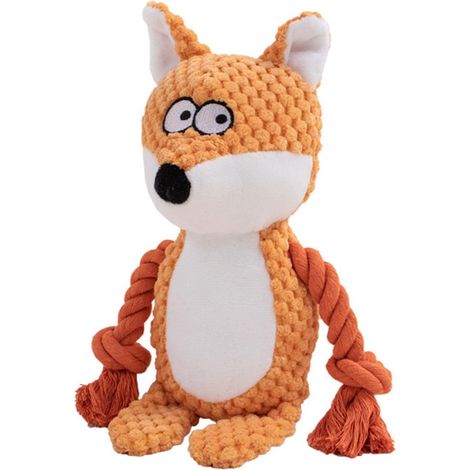 Jouet Couineur pour Chien en Peluche, Renard avec Corde en Coton et Papier Froissé, Jouet à Mâcher Interactif pour Chiots et Petits Chiens (1/5)
