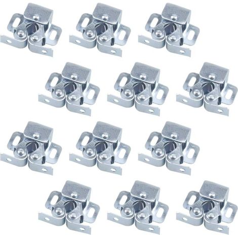 Pack of 12 door latches, door closers, double roller latches for furniture, swing doors, cabinet doors, double roller latches, cabinet door latches (silver)