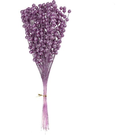 50 tiges de fleurs et baies artificielles en mousse pour la décoration de couronnes de Noël (1/5)