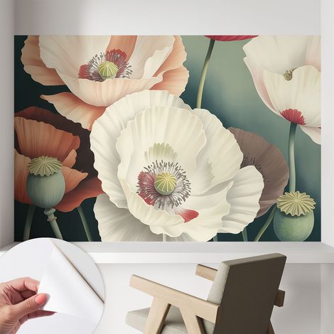 Carta da parati autoadesiva moderna - fotomurale - lavabile - ufficio - design moderno - Bellezza floreale 104x70 cm (1/5)