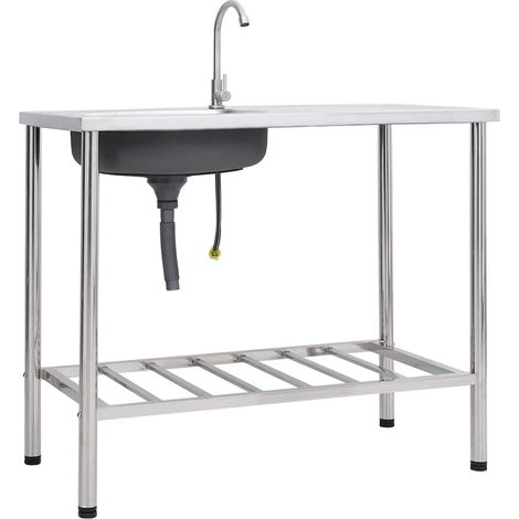 Évier de camping Seul lavabo avec robinet Acier inoxydable (1/5)