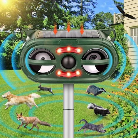 Ultraschall-Katzenabwehrgerät, Freiluft-Katzenabwehrgerät, solarbetriebenes Maulwurfabwehrgerät, Ultraschall-Maulwurfabwehrgerät mit 5 Abschreckungsmodi für Garten und Hof, gegen Katzen und Hunde XXW