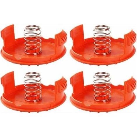 Set mit 4 Spulenkappen + 4 Ersatzfedern, kompatibel mit BLACK+DECKER RC-100-P Rasentrimmern (1/4)