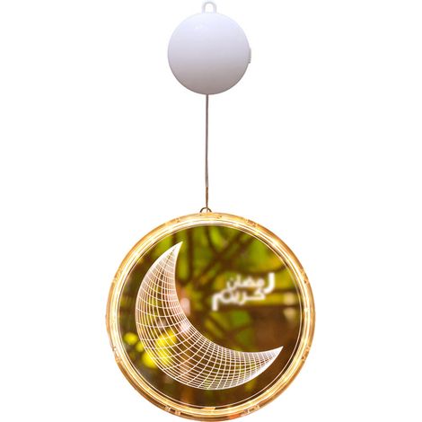 Runde, mondförmige Pendelleuchte (warmweiß, 16 cm) – Dekorative LED-Lichterkette für Eid al-Fitr, Stern- und Monddesign, Lichterkette für orientalische Feierlichkeiten (1/2)
