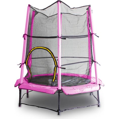 Kindertrampolin Gartentrampolin 140 cm Fitness Trampolin Komplettset für Indoor und Outdoor (Pink)