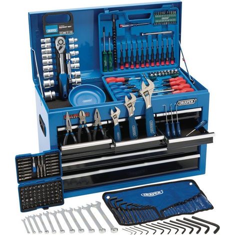 Draper 21548 Top Chest Tool Kit – 9 Drawer, 216-Piece Professional Tool Storage and Organization System (1/2)