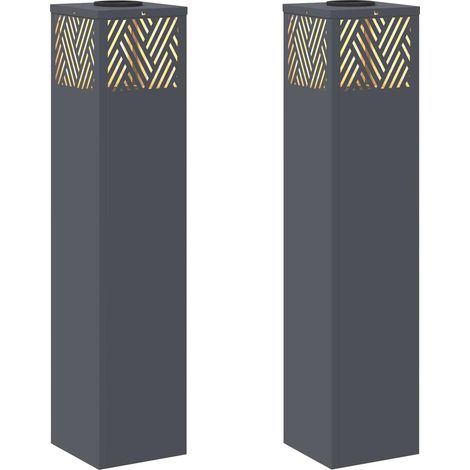 Set di 2 lampade da terra solari dal design moderno per esterni 18 x 18 x 80 cm in acciaio antracite 020052547