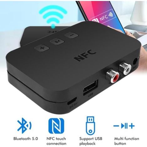 Bluetooth 5.0 NFC-Audioadapter für Lautsprecher, drahtloser Audioempfänger, kompatibel mit Smartphones und Tablets (1/4)