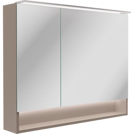 Armoire miroir moderne avec éclairage LED et ports USB, 90 cm de large, deux portes avec miroir intérieur (1/5)