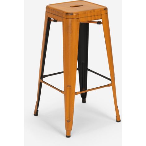 sgabello bar cucina industriale metallo vintage h78cm steel stale - Arancione
