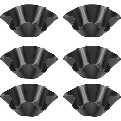Ensemble de 6 poêles à tortillas antiadhésives cannelées en acier au carbone, résistantes à la chaleur, pour salades et tacos. (1/5)