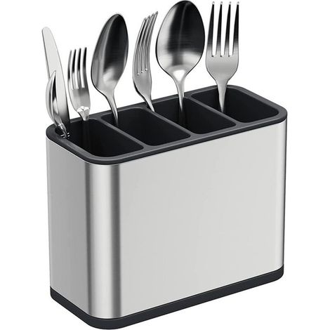 Besteckorganizer 4 Fächer Edelstahl Abtropfbox für Messer Löffel Gabeln Stäbchen (1/5)