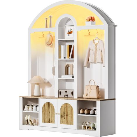 VVBV Meuble à chaussures, 150 x 40 x 195 cm, Blanc, en MDF, rangement gain de place (1/5)