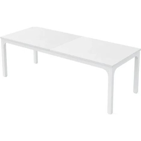 Mesa de comedor rectangular blanca 200 x 70 x 75 cm para 6-8 personas, MDF y metal (1/5)