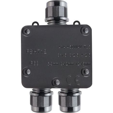 2 Pièces Boîte de Jonction étanche IP68, Boite de Derivation Etanche Exterieur, Boîtier de Connecteur de Câble 3 Voies Connexions pour Câble Ø5mm-9mm, A (1/4)