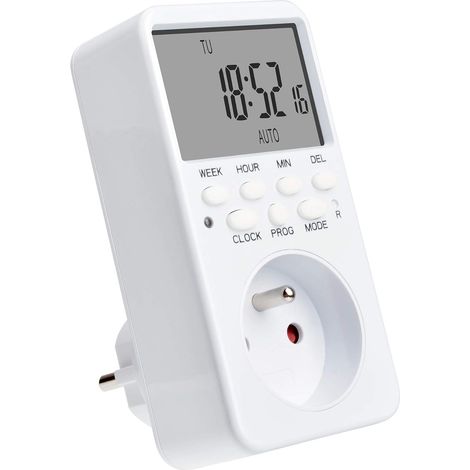 Prise Programmable Digitale, Programmateur Prise Électrique Hebdomadaire avec 20 Programmes (1/5)