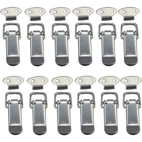 12 Pièces à Bascule Fermoir à Ressort avec Crochet Fermeture à Ressort en Acier Inoxydable pour Coffret, Boîte, Tiroir, Armoire (1/4)