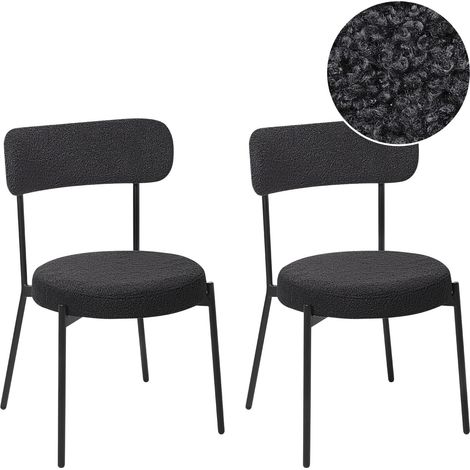 Esszimmerstuhl 2er Set ALLISON Bouclé Schwarz (1/5)