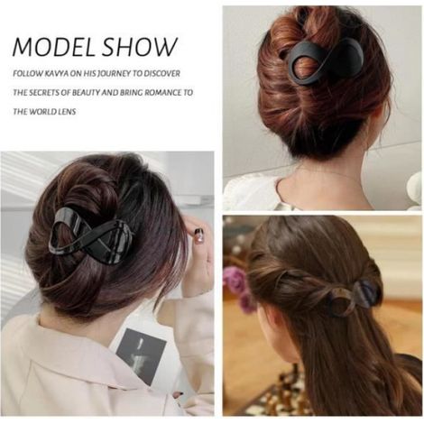 Pince à Cheveux Noir Vintage, Grande Pince Cheveux Femme Epais Grosse Barrette Cheveux Femme Fille, Pince (5 Pcs) (1/4)