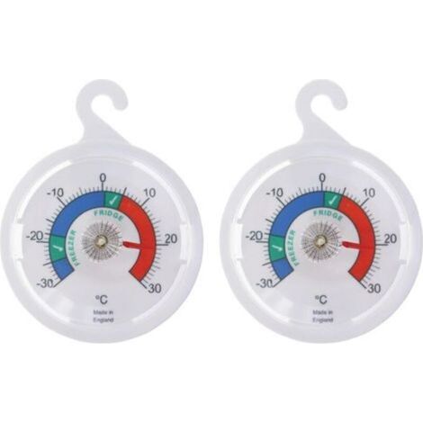 Lot de deux thermomètres de réfrigérateur à aiguille 65 mm avec zones à code couleur (1/3)