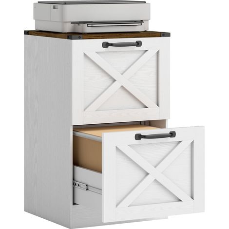 Caisson de bureau - HOMCOM - 2 tiroirs, dossiers suspendus pour formats lettre/A4, style rustique - bois - 40x40x71cm - blanc