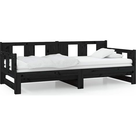Maison Exclusive - Lit coulissant sans matelas noir 2x(80x200)cm (1/5)
