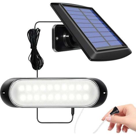 Lampe Solaire Suspendue d'intérieur d'extérieur IP65 étanche 20LED Lumière Solaire d'appentis avec String Control Lampes Solaires pour Jardin, Garage, Chemin [Classe énergétique A+++] (1/4)