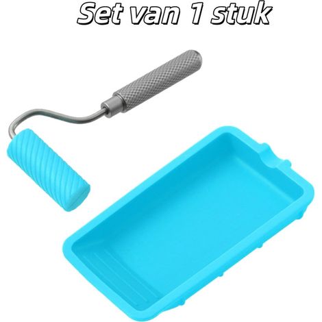 Plateau à colle avec rouleau applicateur en silicone bleu réutilisable pour bricolage travail du bois collage et grands projets (1/5)