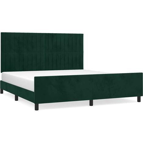 Lit double  Lit adulte  Cadre de lit sans matelas vert foncé 160x200 cm velours (1/5)