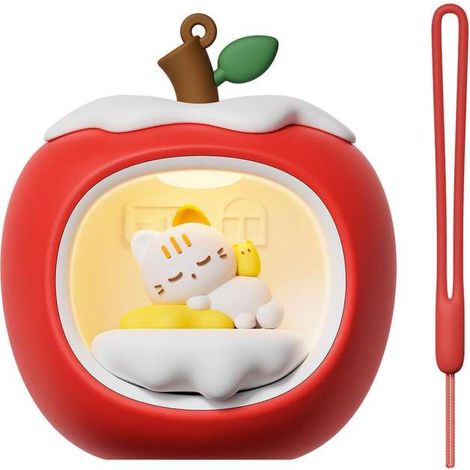 Petite Lampe de Nuit Rechargeable en Forme de Maison en Pomme, Matériaux PVC et ABS Sécurisés, 3 Niveaux de Luminosité, Contrôle par Tapotement, Lumière Chaude, Lampe de Sommeil pour Tout-Petit, Lampe (1/5)