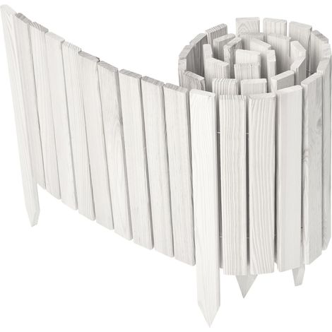 Garronda clôture de Jardin en Bois Bordure Jardin Cloture Jardin Exterieur, Palissade Bordurette Longueur: 200 cm GD-0149 (Blanc, Hauteur : 40 cm)