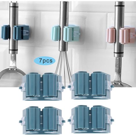 Lot de 7 supports à balais suspendus, fixation adhésive sans perçage, pour salle de bain ou maison, bleu violacé (1/5)