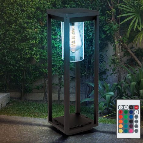 Lampadaire extérieur dimmable balcon de jardin lanterne ALU TÉLÉCOMMANDE dans un ensemble comprenant des ampoules LED RVB (1/5)