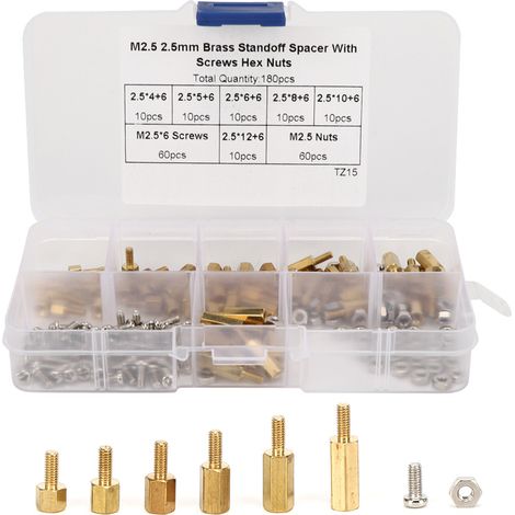 180 entretoises 1 voie acier M2.5 - Assortiment écrous pour assemblage mécanique (1/5)