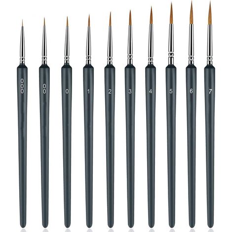 Détail Pinceau, 10 pcs pour la Peinture à L'aquarelle Gouache et Acrylique,Ldéal pour des Minutieux et Finition (1/5)