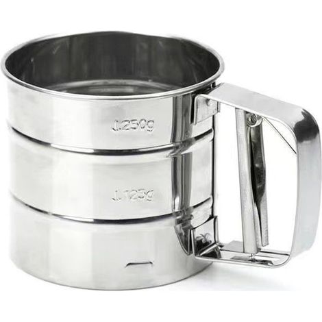 Tamis À Farine - Acier Inoxydable 18/10 - Mailles Fines 0,8 mm - Capacité 500 ml - Pour Farine Sucre Sel - Usage Cuisine Maison - 1 Pièce