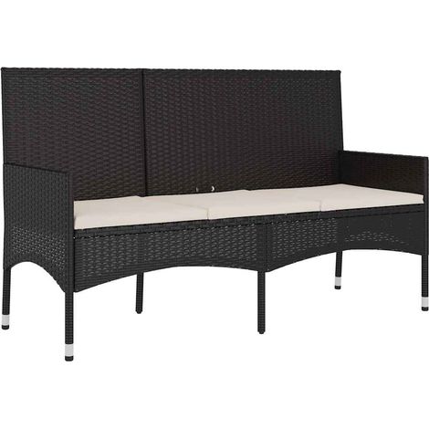 Maison Exclusive - Panca da Giardino a 3 Posti con Cuscini in Polyrattan Nero